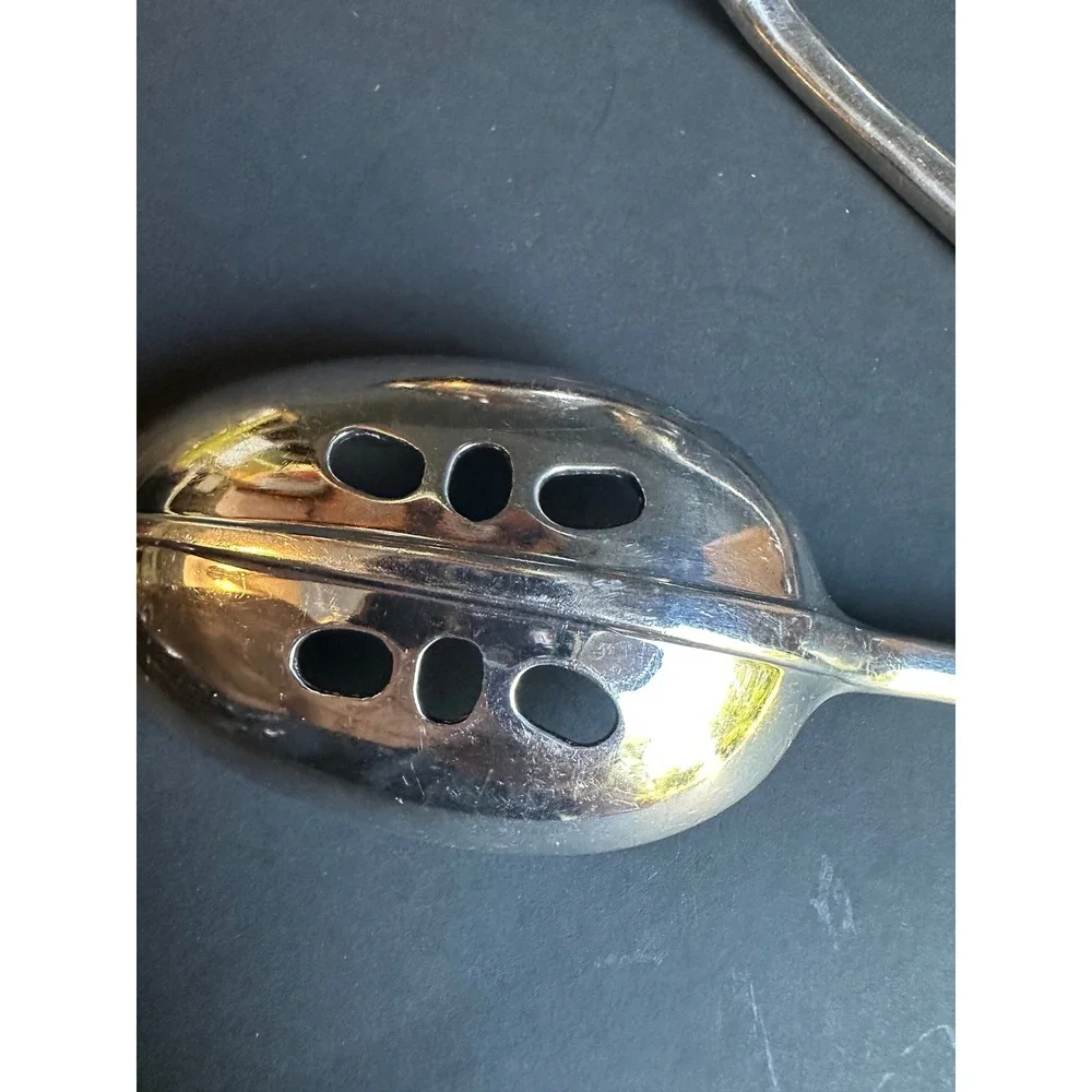 Vintage Silverplate Serving Set 3pc Pierced Spoons Ladle Old English Farmhouse